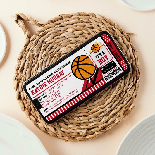 Basketball Ticket Pass Kinderdusche Einladung