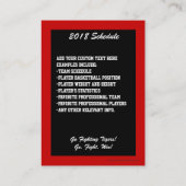 Basketball-Trading Card, rotes Fahrwerk-Geschäft Visitenkarte (Rückseite)