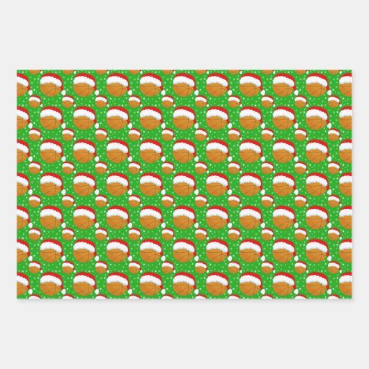 Basketball trägt den Hut und die Schneeflocken Far Geschenkpapier Set (Vorderseite 3)