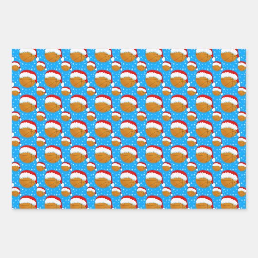 Basketball trägt den Hut und die Schneeflocken Far Geschenkpapier Set (Vorderseite)