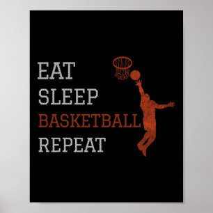 Basketball-Trainer essen Schlaf Basketball Wiederh Poster