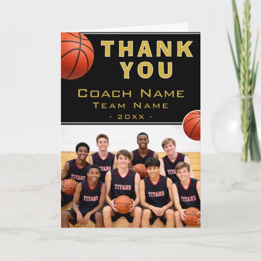 Basketball-Trainer Teamname Foto Dankeskarte (Vorderseite)