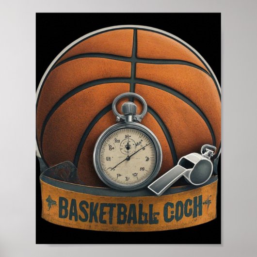 Basketball-Trainerpfeife Stopwatch Poster (Vorne)