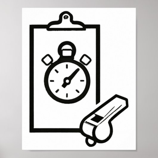 Basketball-Trainerpfeife Stopwatch Poster (Vorne)
