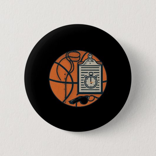 Basketball-Trainerpfeife Zwischenablage Stoppuhr Button (Vorderseite)