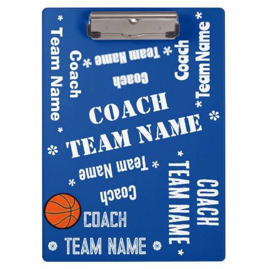 Basketball-Trainerteam Blau und Weiß Personalisier Klemmbrett (Vorderseite)
