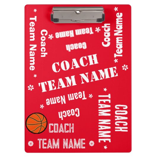 Basketball-Trainerteam Rot und Weiß Personalisiert Klemmbrett (Vorderseite)