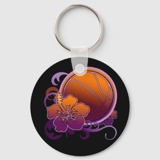 Basketball Tropische Blume Lila Schlüsselanhänger