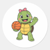 Basketball turtle runder aufkleber (Vorderseite)