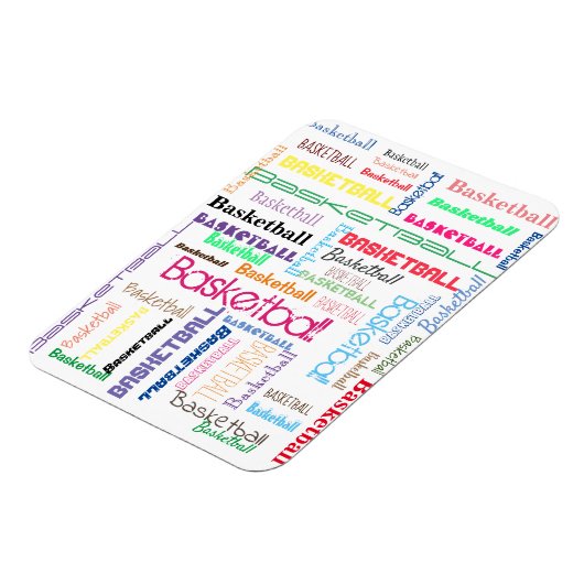 Basketball Typografie Flexible Foto Magnet (Linke Seite)