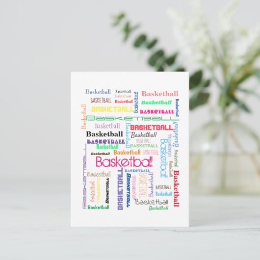 Basketball-Typografie Postkarte (Stehend Vorderseite)