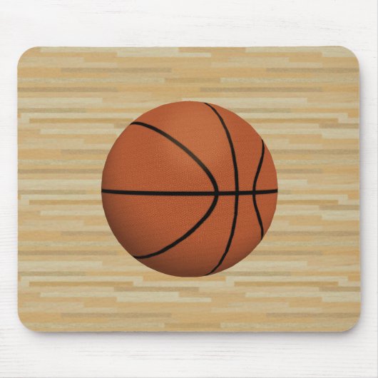Basketball u. Holz-Gerichts-Hintergrund: Mousepad (Vorne)