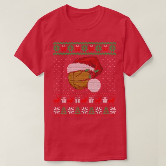 Basketball Ugly Christmas Sweater Happy Holiday Se T-Shirt (Design vorne)