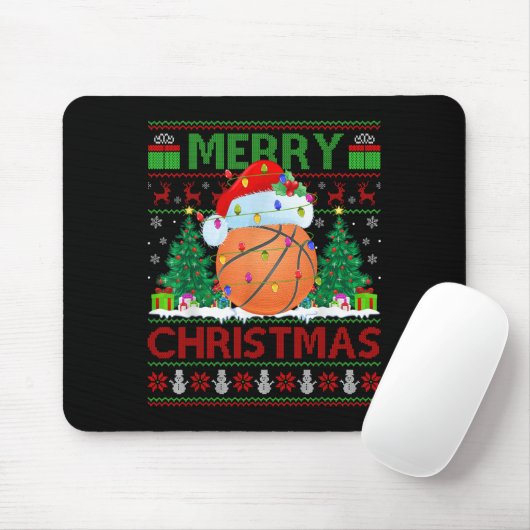 Basketball Ugly Christmas Sweater Srts Player Ligh Mousepad (Mit Mouse)
