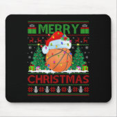 Basketball Ugly Christmas Sweater Srts Player Ligh Mousepad (Vorne)