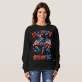 Basketball Uncle Sam 4. Juli Frauen Männer Amerika Sweatshirt (Vorne ganz)