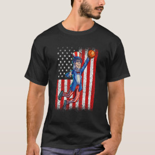 Basketball Uncle Sam 4. Juli Männer Junge Amerikan T-Shirt