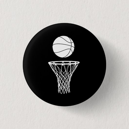 Basketball und Band-Knopf-Schwarzes Button (Vorderseite)