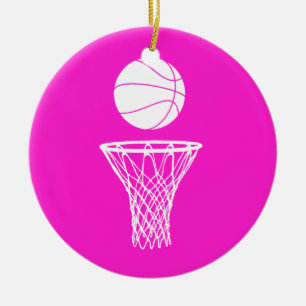 Basketball und Band-Verzierungs-Rosa Keramikornament