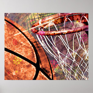 Basketball und Basketball-Hoop-Basketball lila Poster