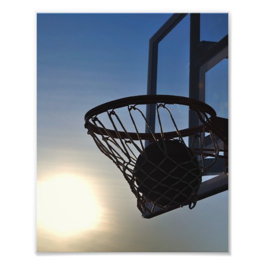 Basketball und Basketballkorb Fotodruck (Vorne)