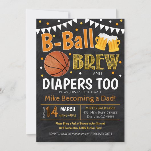 Basketball und Bier-Baby-Dusche Einladung (Vorderseite)