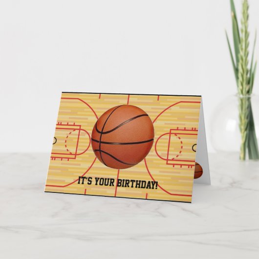Basketball und Court Design Geburtskarte Karte (Vorderseite)