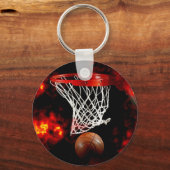 Basketball und Flammen Schlüsselanhänger (Vorderseite)