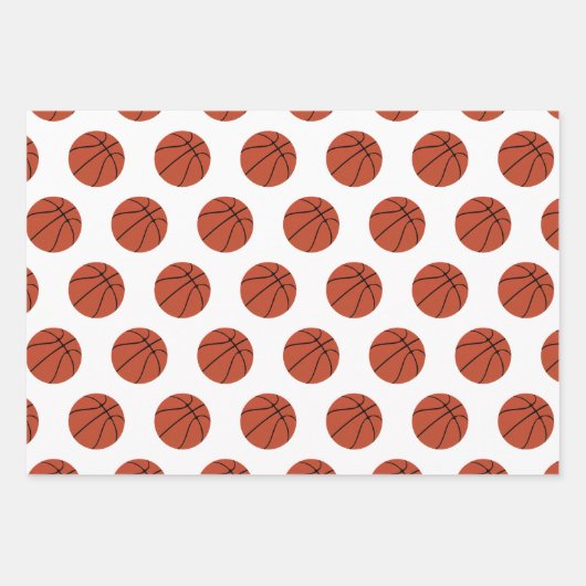 Basketball und Schneeflocken Schwarz-Weiß-Weihnach Geschenkpapier Set (Vorderseite 2)