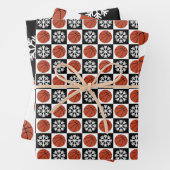 Basketball und Schneeflocken Schwarz-Weiß-Weihnach Geschenkpapier Set (Beispiel)