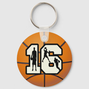 Basketball und Spieler der Nr.-16 Schlüsselanhänger