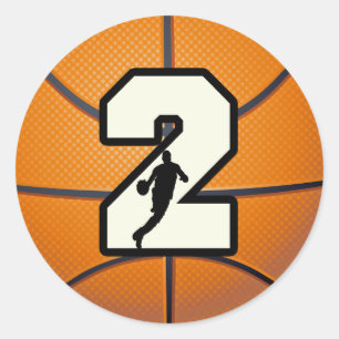 Basketball und Spieler der Nr.-2 Runder Aufkleber