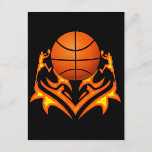 BASKETBALL UND SPIELER POSTKARTE