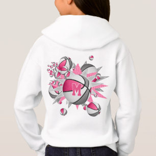 Basketball und Sterne des Mädchens in Rosa Hoodie