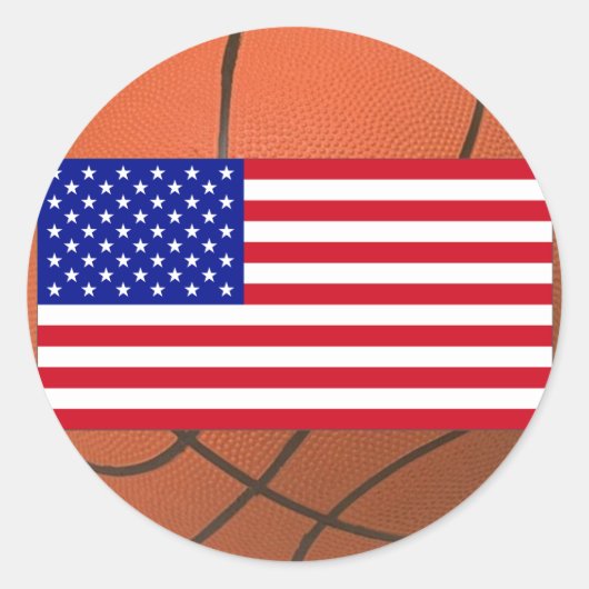 Basketball (USA) Runder Aufkleber (Vorderseite)