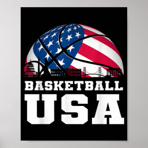 Basketball USA Support Team Tshirt USA Flag Dr. Poster