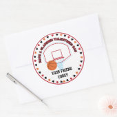 Basketball Valentine Klasse Personalisiert Name Runder Aufkleber (Umschlag)