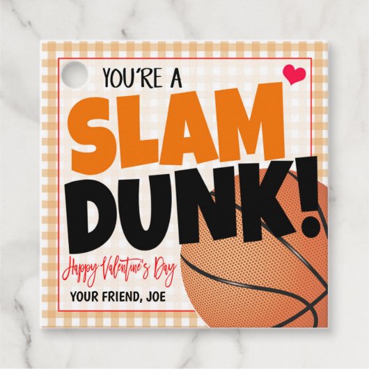 Basketball Valentines Boy Gift Tag Geschenkanhänger (Vorderseite)