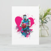 Basketball Valentinkarte Feiertagskarte (Stehend Vorderseite)