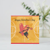 Basketball Valentinstag Basketball mit Liebe Feiertagskarte (Stehend Vorderseite)