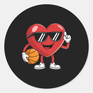 Basketball Valentinstag Shirt Boys Valentines Ki Runder Aufkleber
