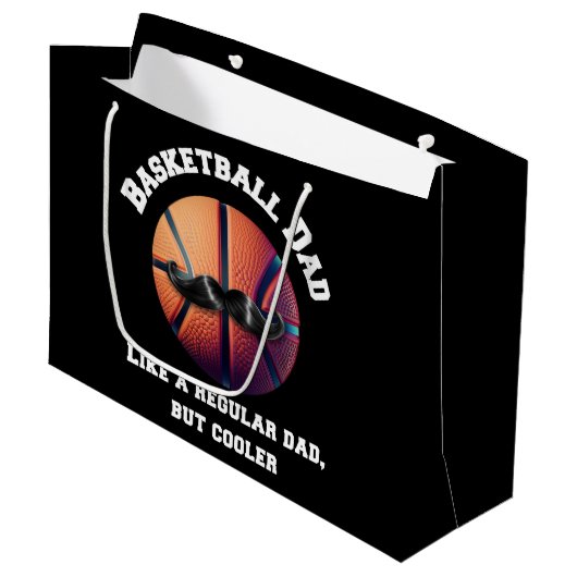 Basketball-Vater Große Geschenktüte (Vorderseite Schrägansicht)