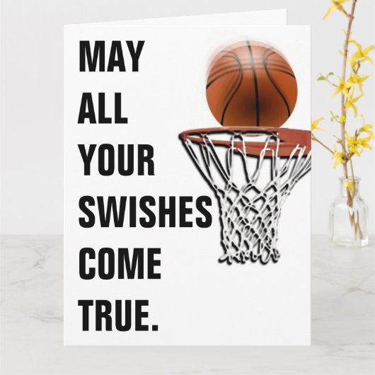 Basketball Viel Glück Karte (Gelbe Blume)