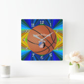 Basketball Viele Farben Bkgrd Foto personalisieren Quadratische Wanduhr (Zuhause)
