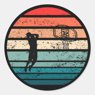 Basketball-Vintage-Spieler-Slam-Dunk Runder Aufkleber