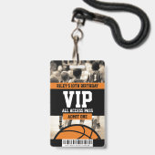Basketball VIP Geburtstagsparty Guest Pass Ausweis (Rückseite mit Schlüsselband)