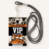 Basketball VIP Geburtstagsparty Guest Pass Ausweis (Rückseite mit Schlüsselband)