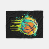 Basketball Wasserfarbe Zeichnend Artwork Basketbal Fleecedecke (Vorderseite (Horizontal))