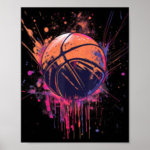 Basketball Wasserfarbe Zeichnend Artwork Basketbal Poster