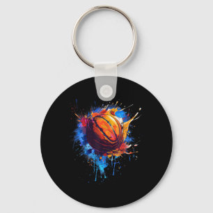 Basketball Wasserfarbenarmatur Zeichnend Basketbal Schlüsselanhänger